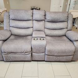 2 Seat Electric Recliner Sofa With Cup Holders