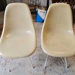 Pair Herman Miller Charles Eames Shell Chairs Eiffel Base 50s 60s Mid Century Modern For Restoration 