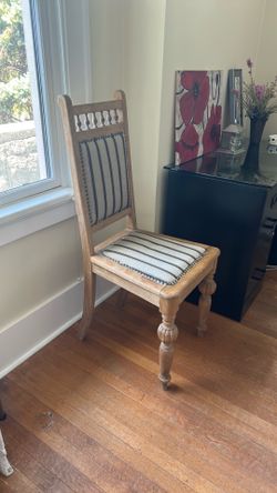 Cool wood chair w stripped cushion