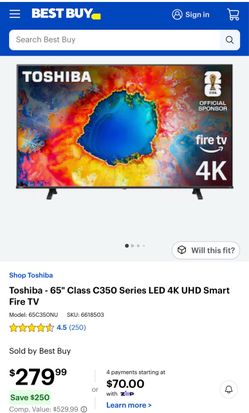 Toshiba - 65" Class C350 Series LED 4K UHD Smart Fire TV
