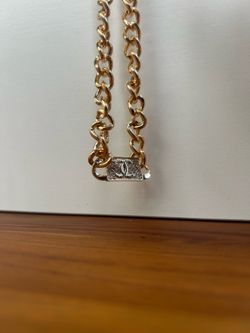 Gold chain - iced square cut pendant