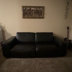 Black Faux Leather Couch