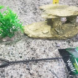 Aquarium rock decor cave, new catch net, plastic plant