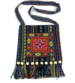 Vintage Hmong Tribal Ethnic Thai Indian Boho Shoulder Bag Message Bag for Women Embroidery Tapestry Tote Messenger )