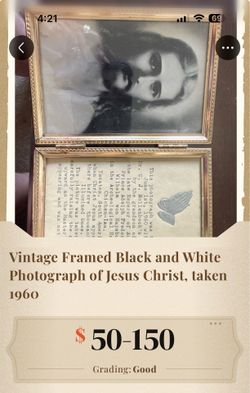 Vintage 1960 framed black and white photograph of Jesus Christ