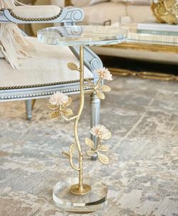 BRAND NEW IN BOX - The French Mix Hollywood Regency Crystal Side Table