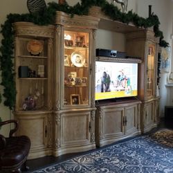 Antique Entertainment Center Solid Wood