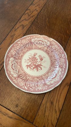 Red Transferware Spode 10 1/2” plate