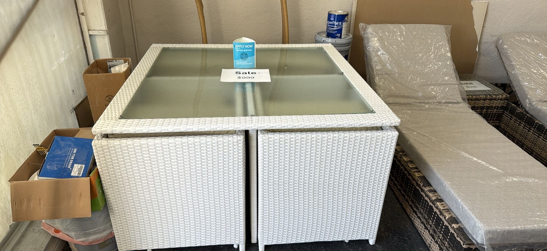 Patio Furniture White Wicker 9 Seating 