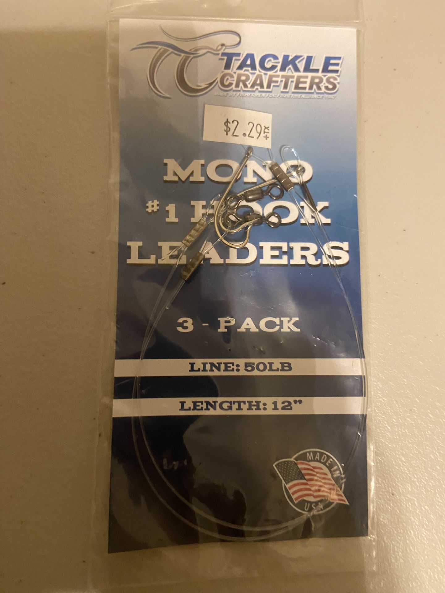 Tackle Crafters Mono#1 Hook Leaders, 3pack