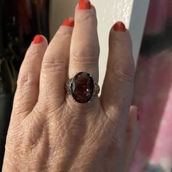 Beautiful Large Amthyst Purple Ring In Sterling Silver 925 Setting .. Size 9