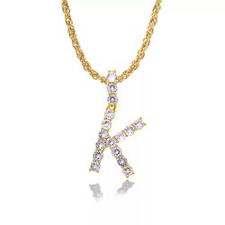 18K Gold Pl Stainless Steel Letter CZ