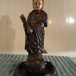 Antique Chinese Bronze Goddess of Mercy Statue 13"Tall 6lbs 8.4oz. 