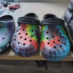 Rainbow Crocs Fuzzy