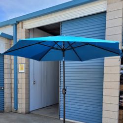 9 Feet Aluminum Table Umbrella With Crank And Push Button New