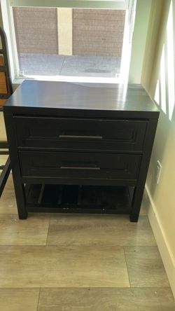 Black wood two drawer dresser