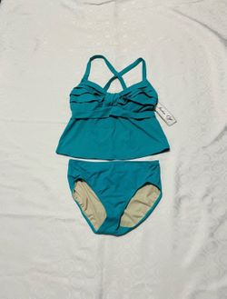 Women’s Bathing Suit 2pc Aqua Blue Size 12