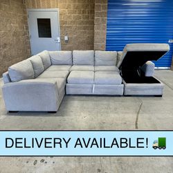 Gray U Sectional Sleeper Couch Sofa w/Storage Chaise (DELIVERY AVAILABLE! 🚛)