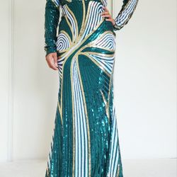 Stunning Emerald Sequin Maxi