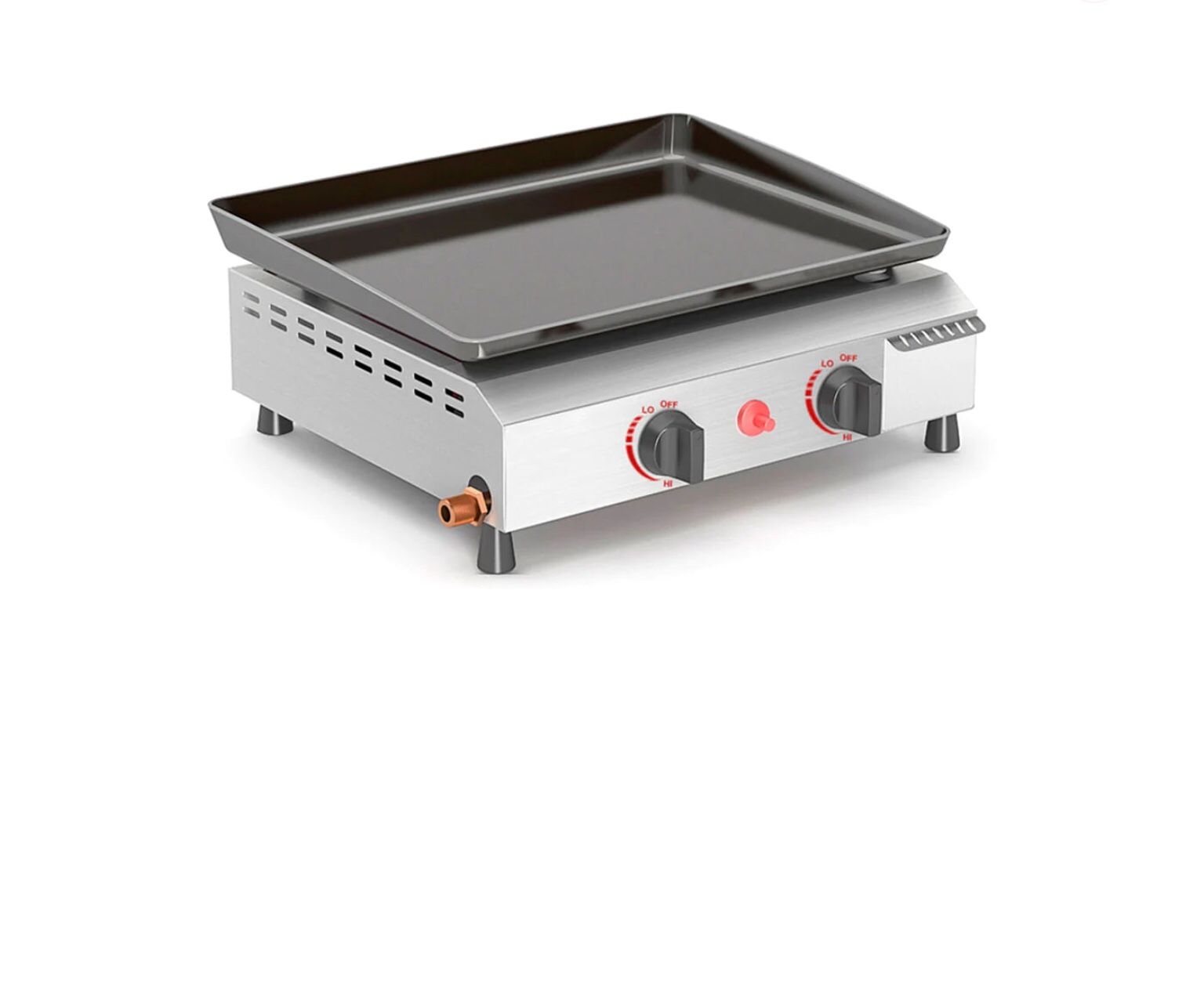Portable 2 Burners Gas Grill in Silver with Griddle Flat Top