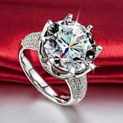 6.8ct Amazing princess cut White Sapphire & Topaz Gemstone Engagement 925 silver Ring Size 7