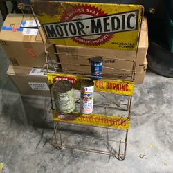 Motor Medic Vintage Display With Cans 