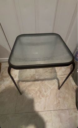 Square Glass Top Patio Side Table