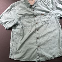 Outdoor Life Men’s Large, Short Sleeve, Teal Button-Down Shirt