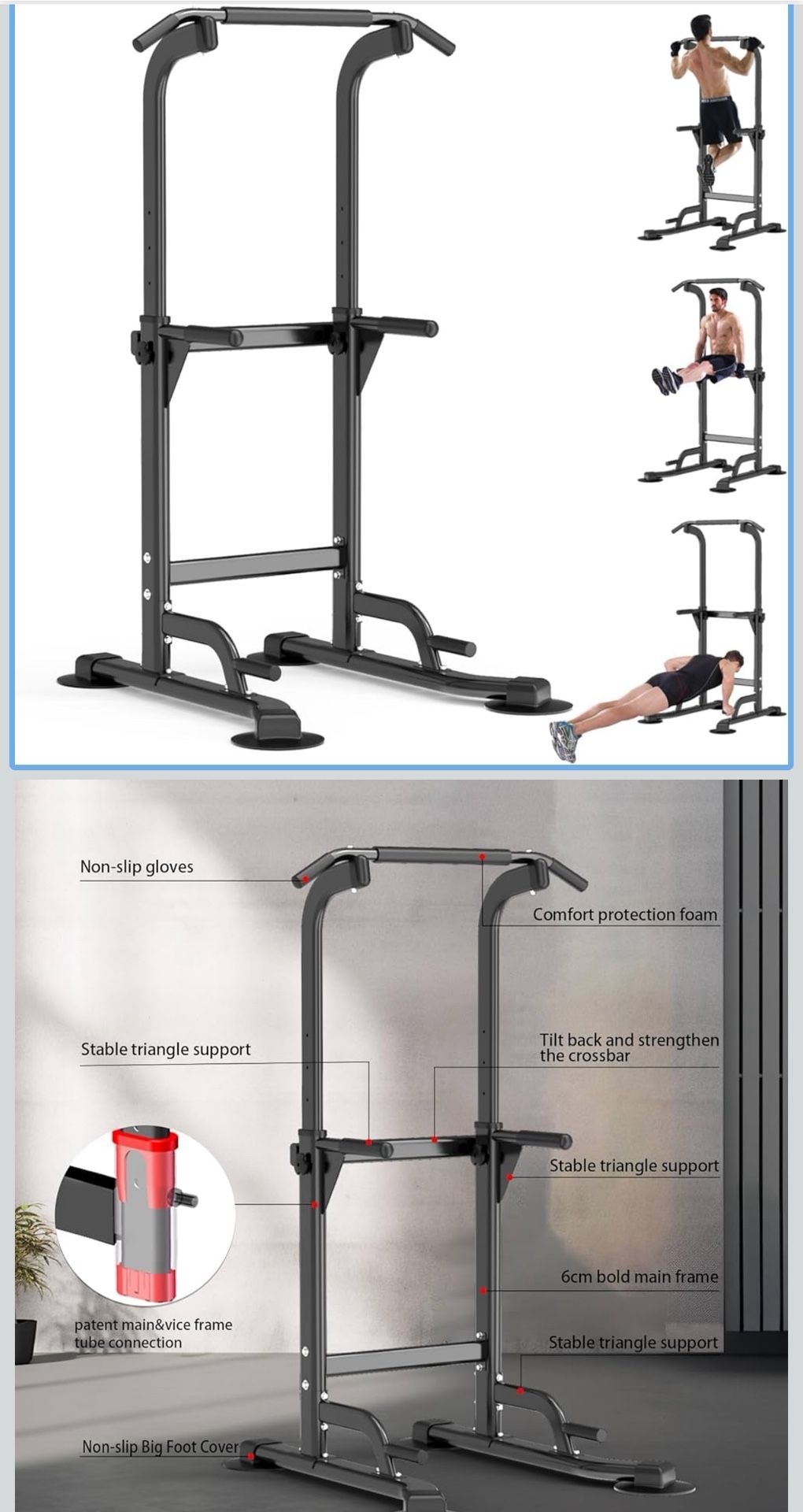 Home Gym Dip Pull Up Bar Station Stand Alone