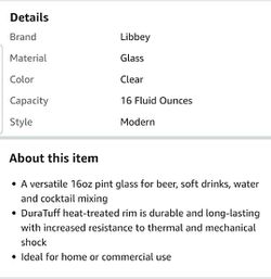 Libbey Pint Glass with DuraTuff Rim (1639HT) 16oz