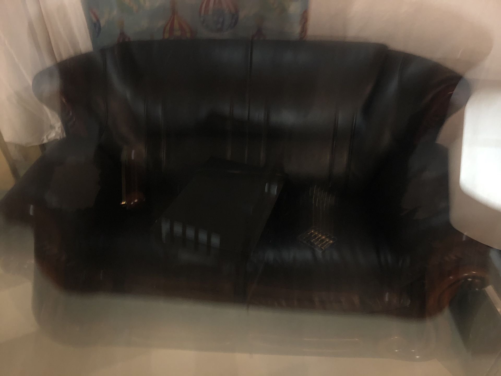 Free faux leather couch and microwave