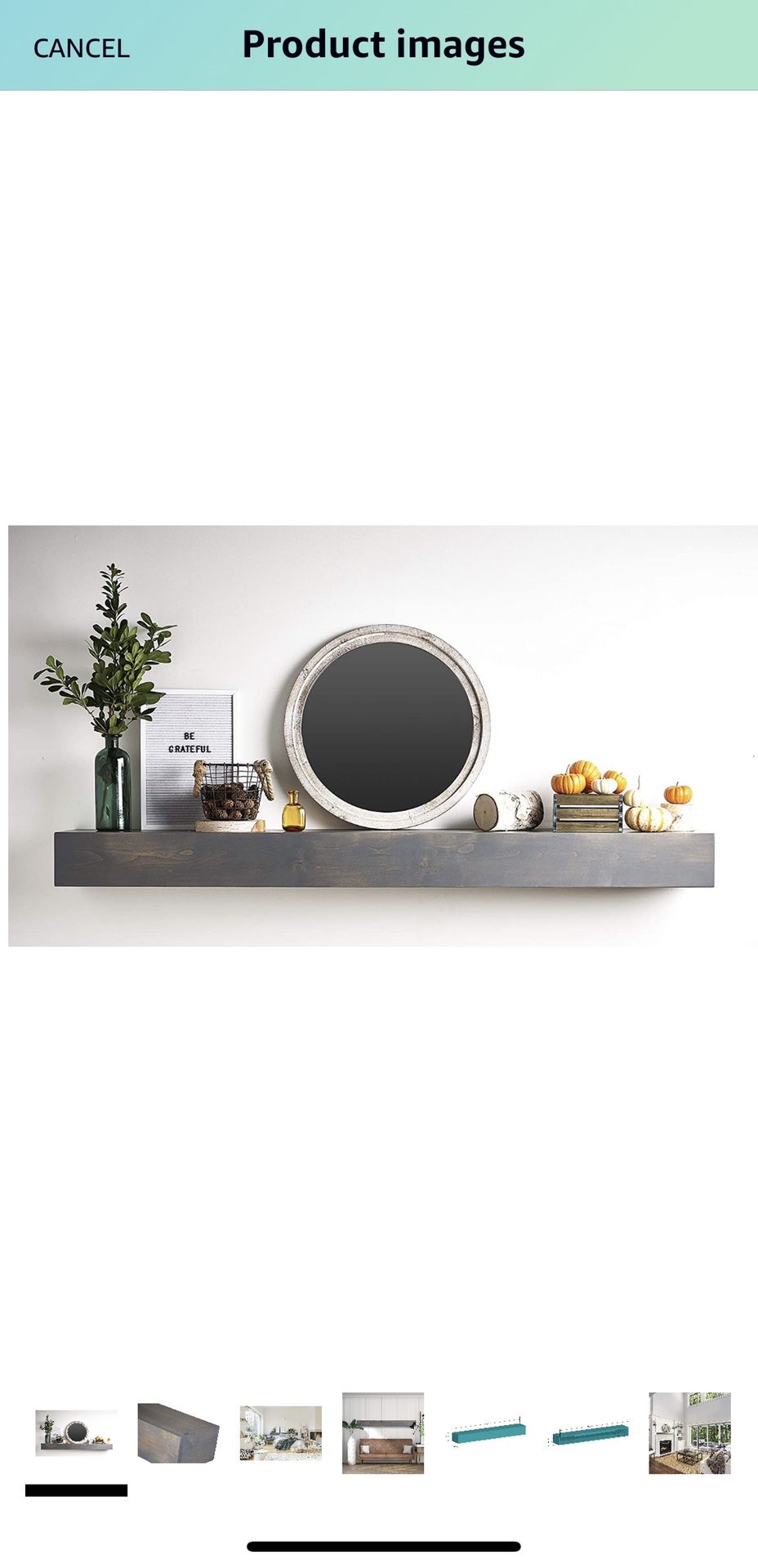 NEW! Modesign Grey Mantel Shelf (48Inch) | Sturdy Knotty Alder for Your Rustic Floating or Hanging Shelves | Fireplace Mantel | Perfect for Your Stea