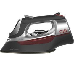 CHI Steam Iron for Clothes with Titanium Infused Ceramic Soleplate, 1700 Watts, Electronic Temperature Control, 8' Retractable Cord, 3-Way Auto Shutof
