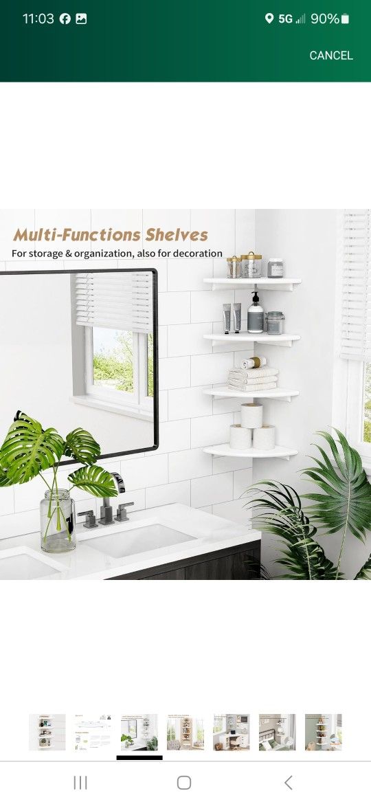 Forbena White Corner Floating Shelves for Wall Set of 4, Rounded Corner Shelves Wall Mounted for Kids Bedroom Books, Cute Wood Hanging Corner Shelf fo