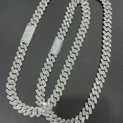 Iced out VVS Baguette Moissanite Cuban Chains 22 inch PASS DIAMOND TESTER