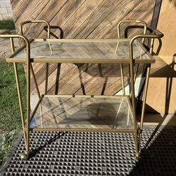 Mid-Century Modern Gold Bar Cart