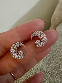 Moon Silver tone Stud earrings