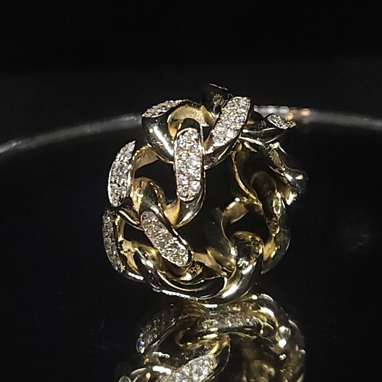 27.75 Gram/ 14k Yellow Gold/ size 8.5 / 4.2 CTW VS-SI / 12.5MM Custom Cuban Link Eternity Style Ring