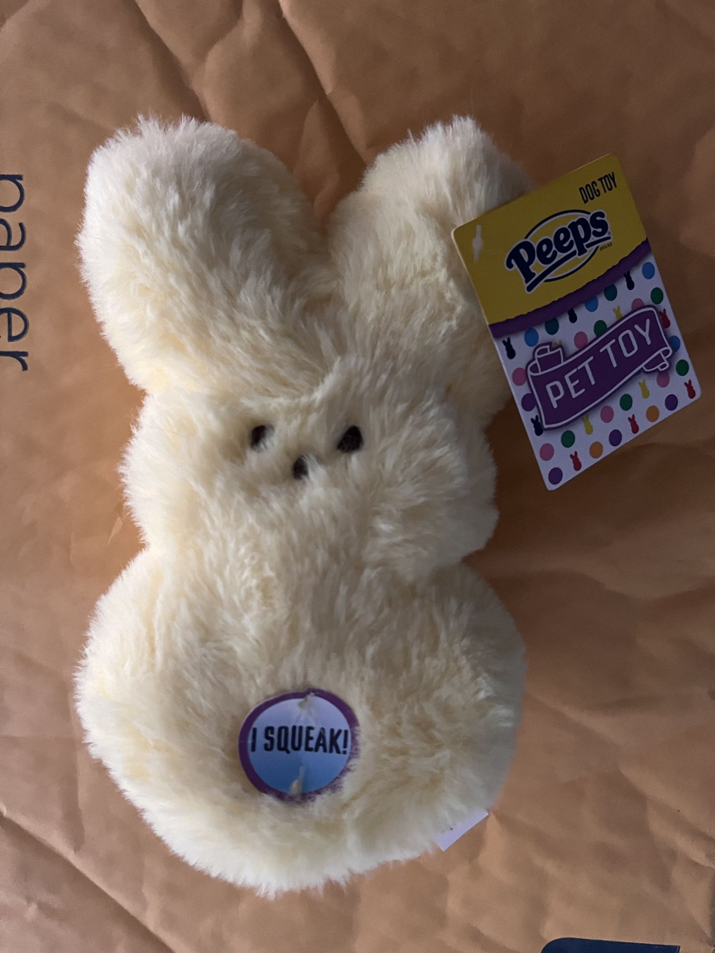 Peeps Dog Toy Easter Bunny Yellow Plush