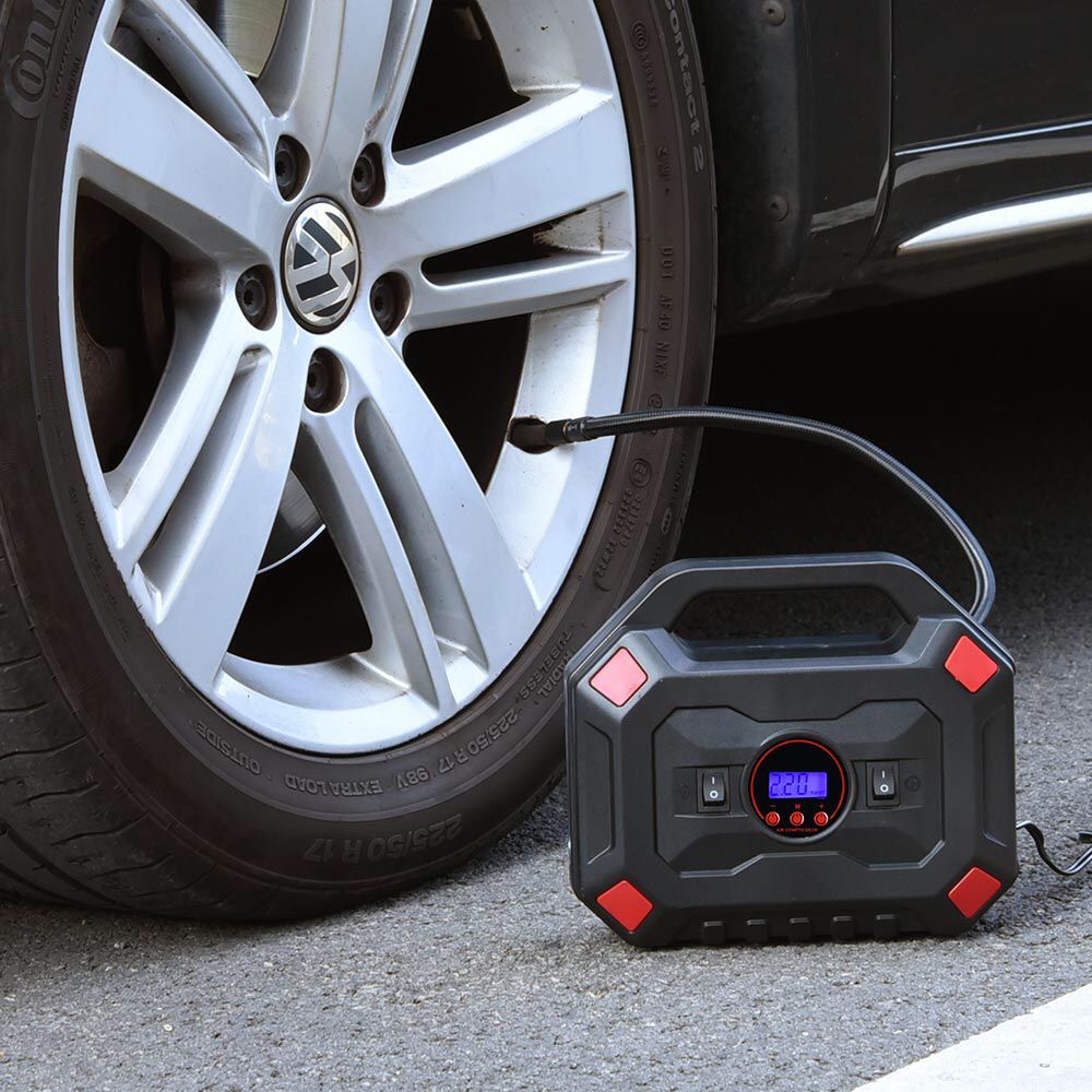 Portable Car Air Compressor 12V 10Ah Car Wheels with Emergency Light Flashlight