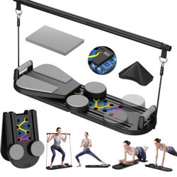 Pilates Reformer Foldable Pilates Board 7-in-1 Multi-Function Equipment Home Set - Black