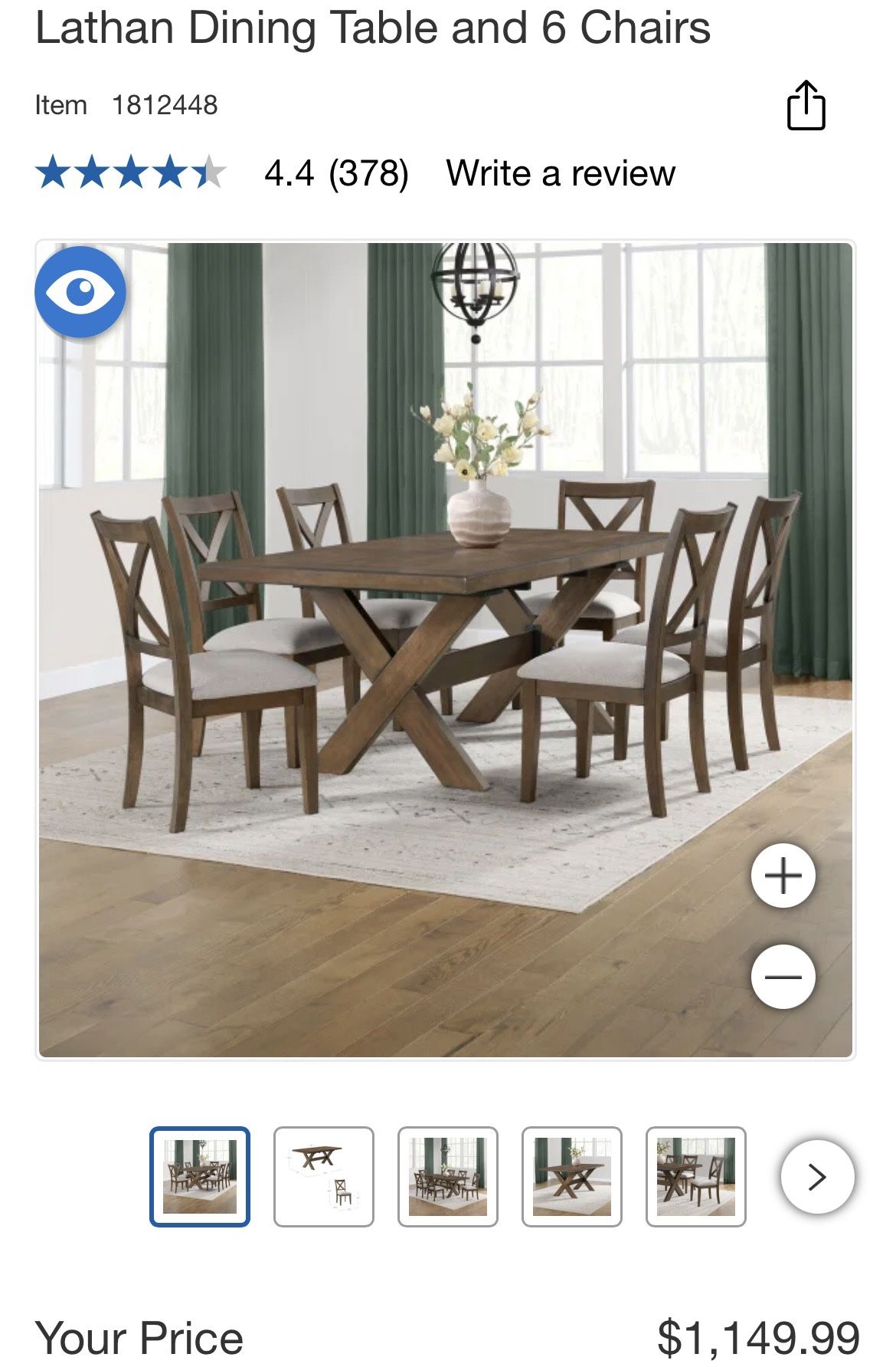 Open box Lathan Dining Table and 6 Chairs. Never used. Just has delivery scratches on the table top.