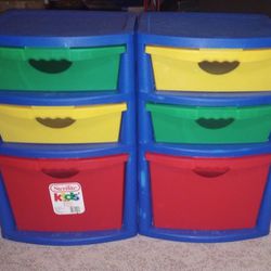 2- 3 Drawer Plastic Storage Containers 