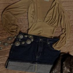 Elegant Tan Blouse with mesh Long Sleeves