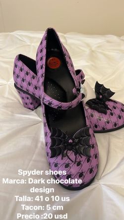 Spider Halloween design heel shoes in Purple