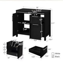 Single Sink Black Bath Vanity without Top