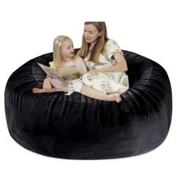 5FT Bean Bag Cover(No Filler) Faux Fur Comfy Bean Bag Chairs, Black
