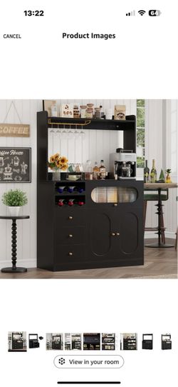 New in box Kitchen Pantry Storage Cabinet with Hutch, Buffet Sideboard with Storage, Coffee Bar Cabinet with Power Outlets, Microwave Stand, Wine Rack