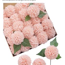 24 Faux Pink Dahlia Flowers Lings Moments 