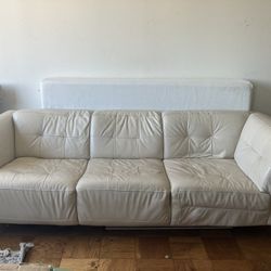 Beige Leather Couch - Excellent Condition